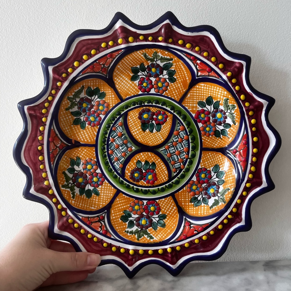 Arte Cruz Talavera Mexican Pottery Plate